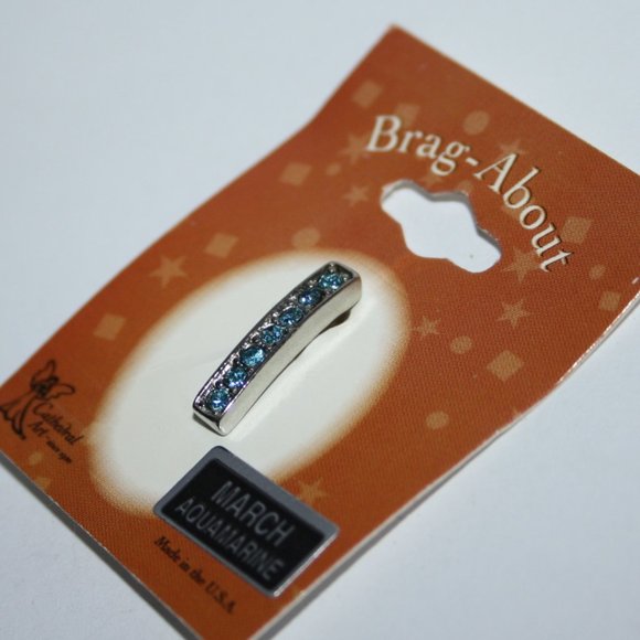 🌊💙🔗 Brag Abouts Silver Pendant · March Birthstone · NWT - Picture 1 of 4